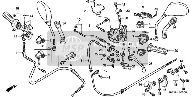 Honda NES150 2004 Palanca de la manija/Cambiar/Cable para un 2004 Honda NES150